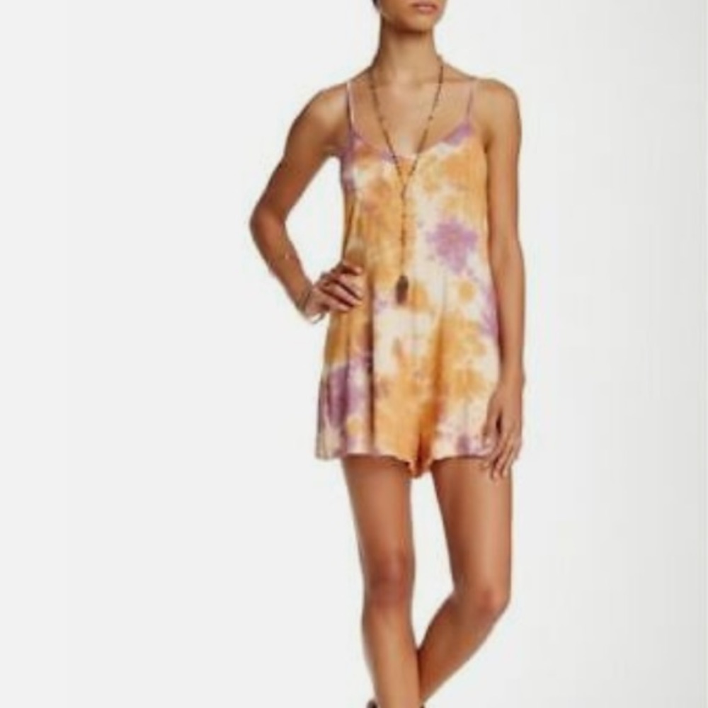 Raga carefree tie dye romper purple orange viscose